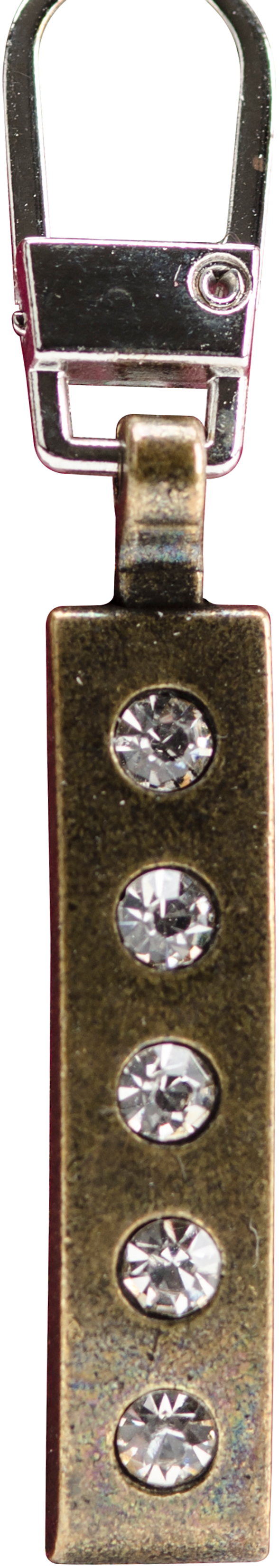 Coats Zipper Pull Antique Brass 5 Stone Bar