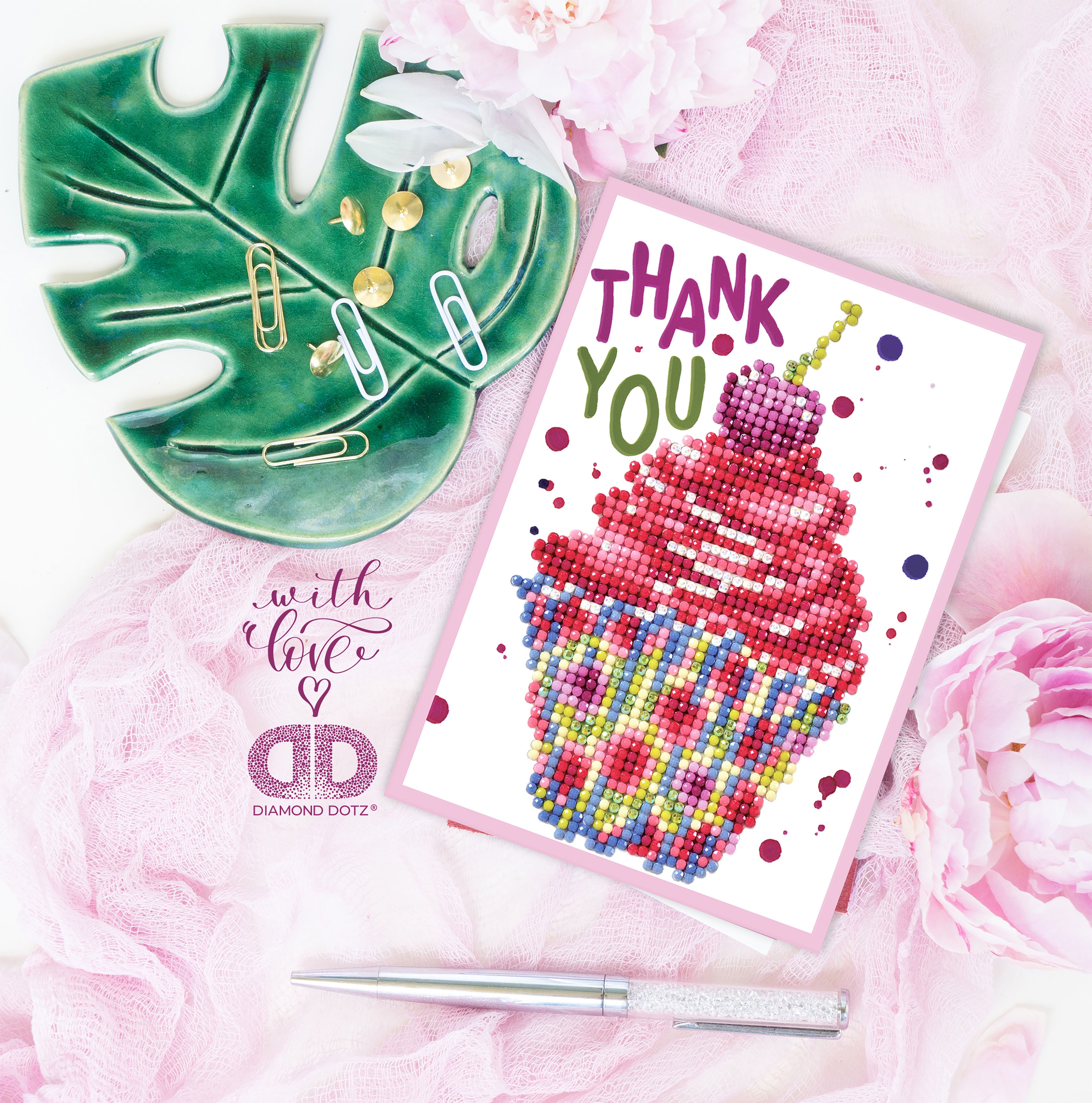 Diamond Dotz Diamond Embroidery Facet Art Greeting Card Kit Cupcake Thank You