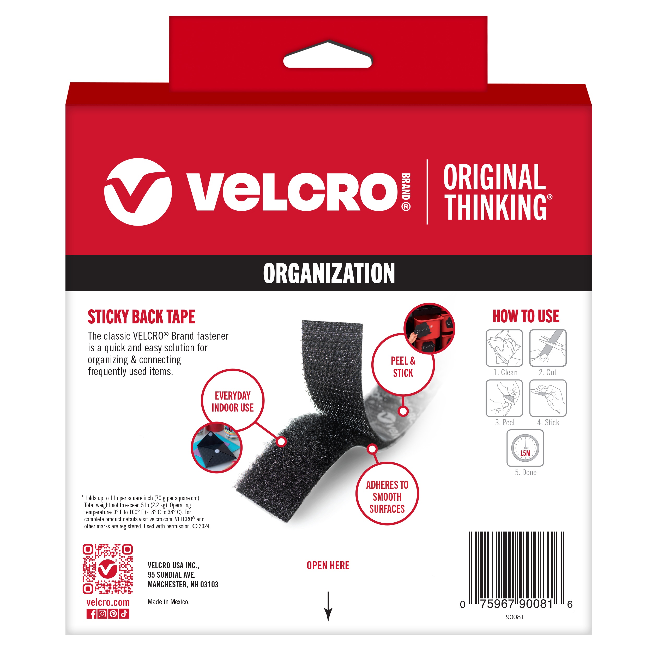 VELCRO(R) Brand STICKY BACK Tape 3/4