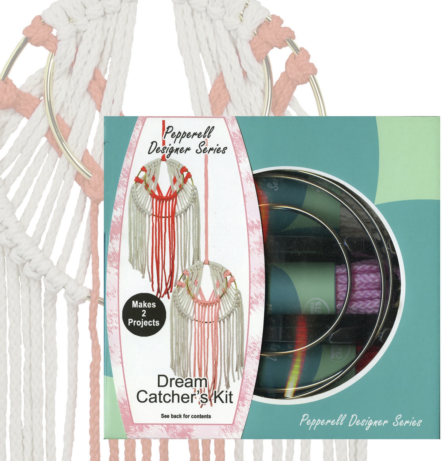 Pepperell Designer Macrame Modern Dream Catchers Kit Coral & Pink