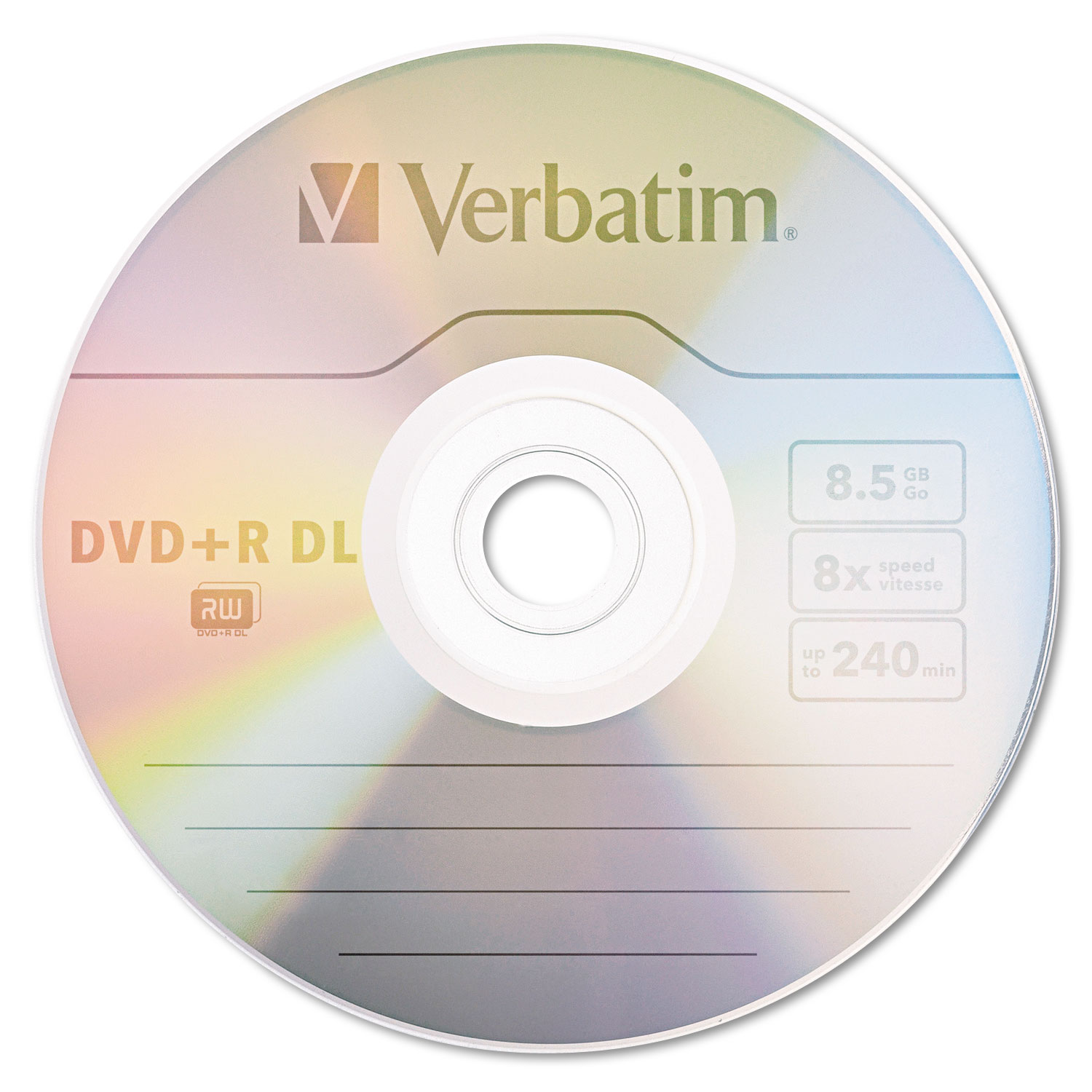 Verbatim® Dual-Layer DVD+R Discs, 8.5GB, 8x, w/Jewel Cases, 5/Pack, Silver
