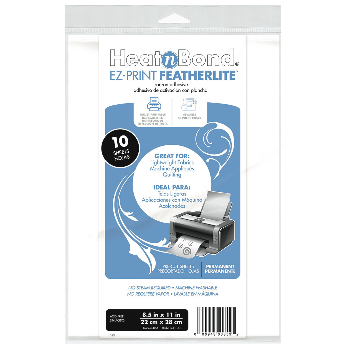 Heat'n Bond EZ-Print Featherlite Iron-On Adhesive 8.5
