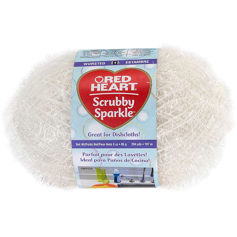 Red Heart Scrubby Sparkle Yarn Marshmallow