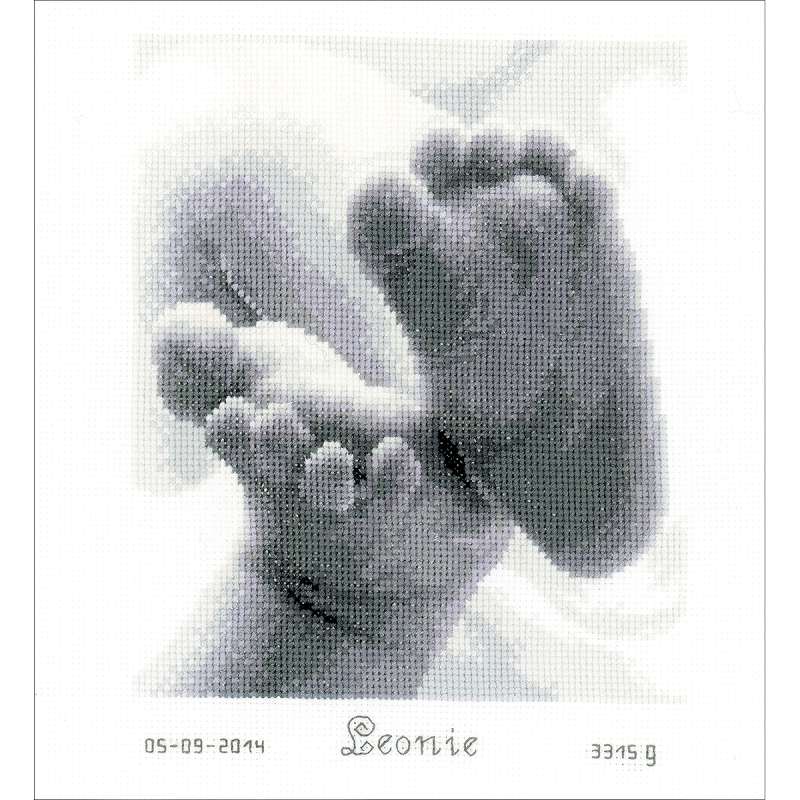 Baby Feet Birth Record On Aida Counted Cross Stitch Kit 7