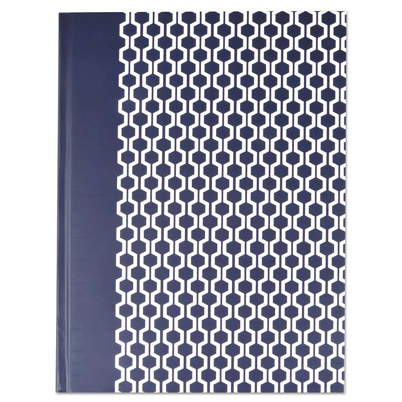 Universal® Casebound Hardcover Notebook, 10 1/4 x 7 5/8, Dark Blue with Hexagon