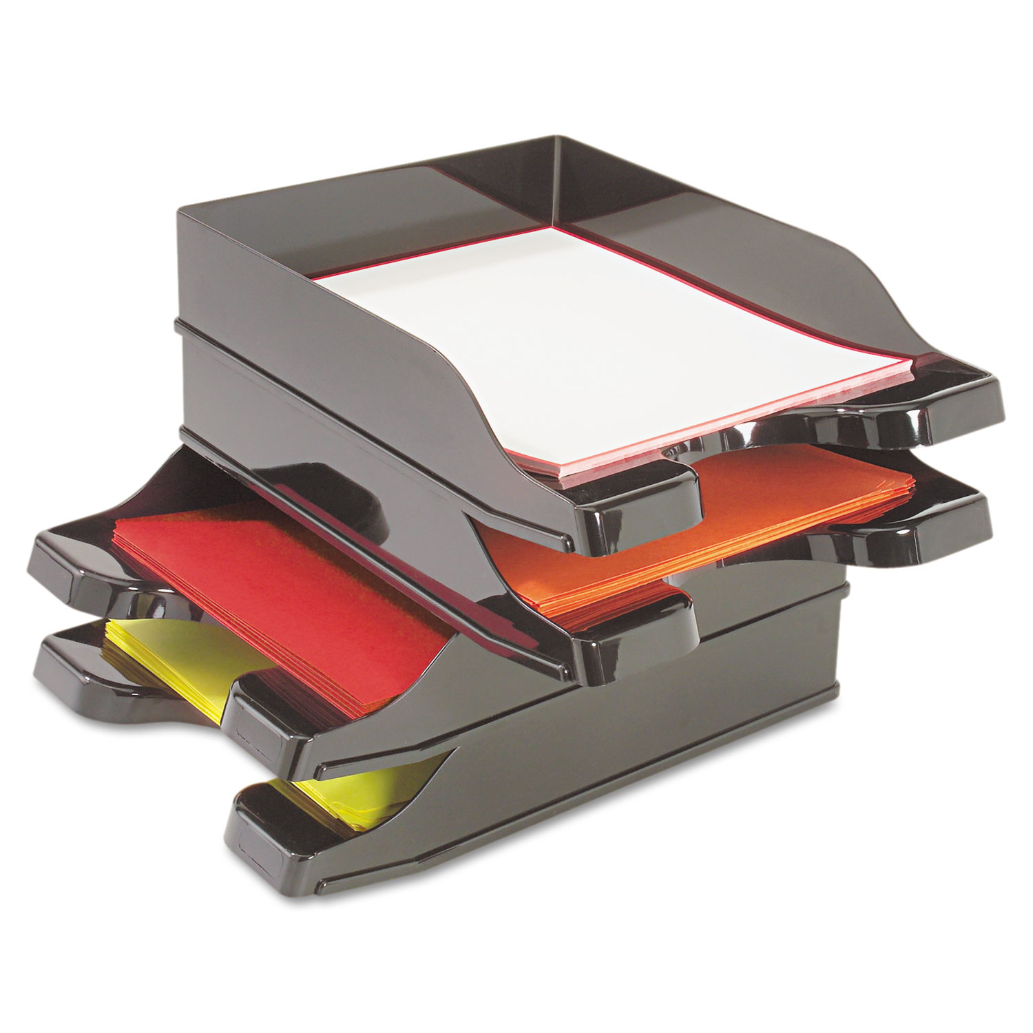 deflecto® Docutray Multi-Directional Stacking Tray Set, Two Tier, Polystyrene, B
