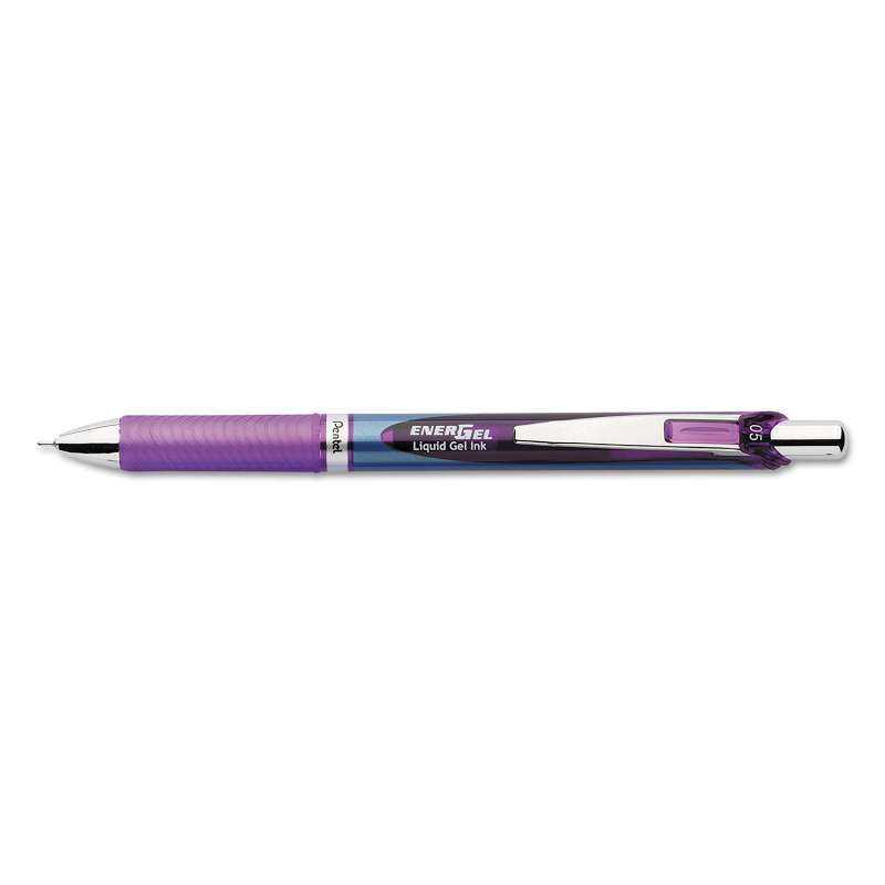 Pentel® EnerGel RTX Retractable Liquid Gel Pen, .5mm, Silver/Violet Barrel, Viol
