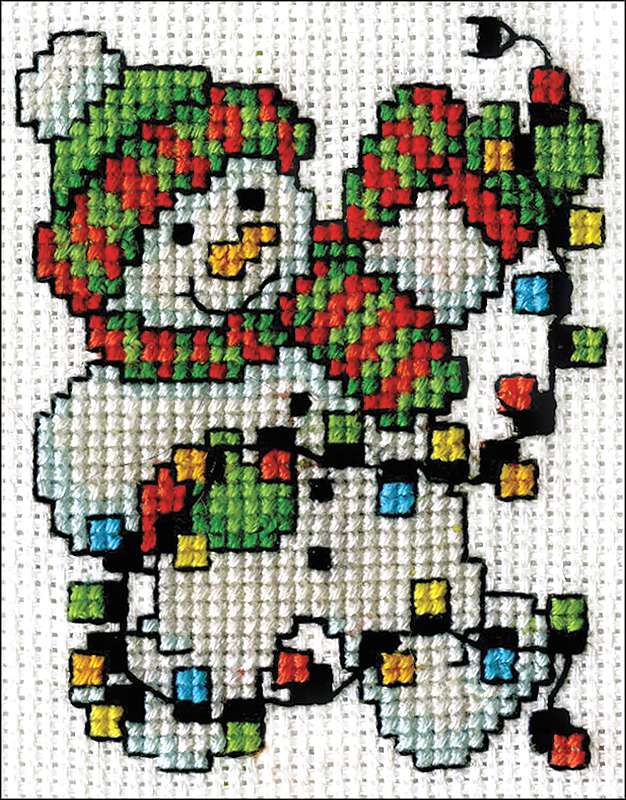 Snowman Lights Mini Counted Cross Stitch Kit 2