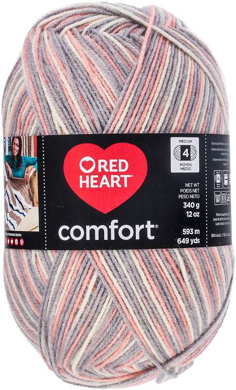 Red Heart Comfort Yarn Pink & Grey Print