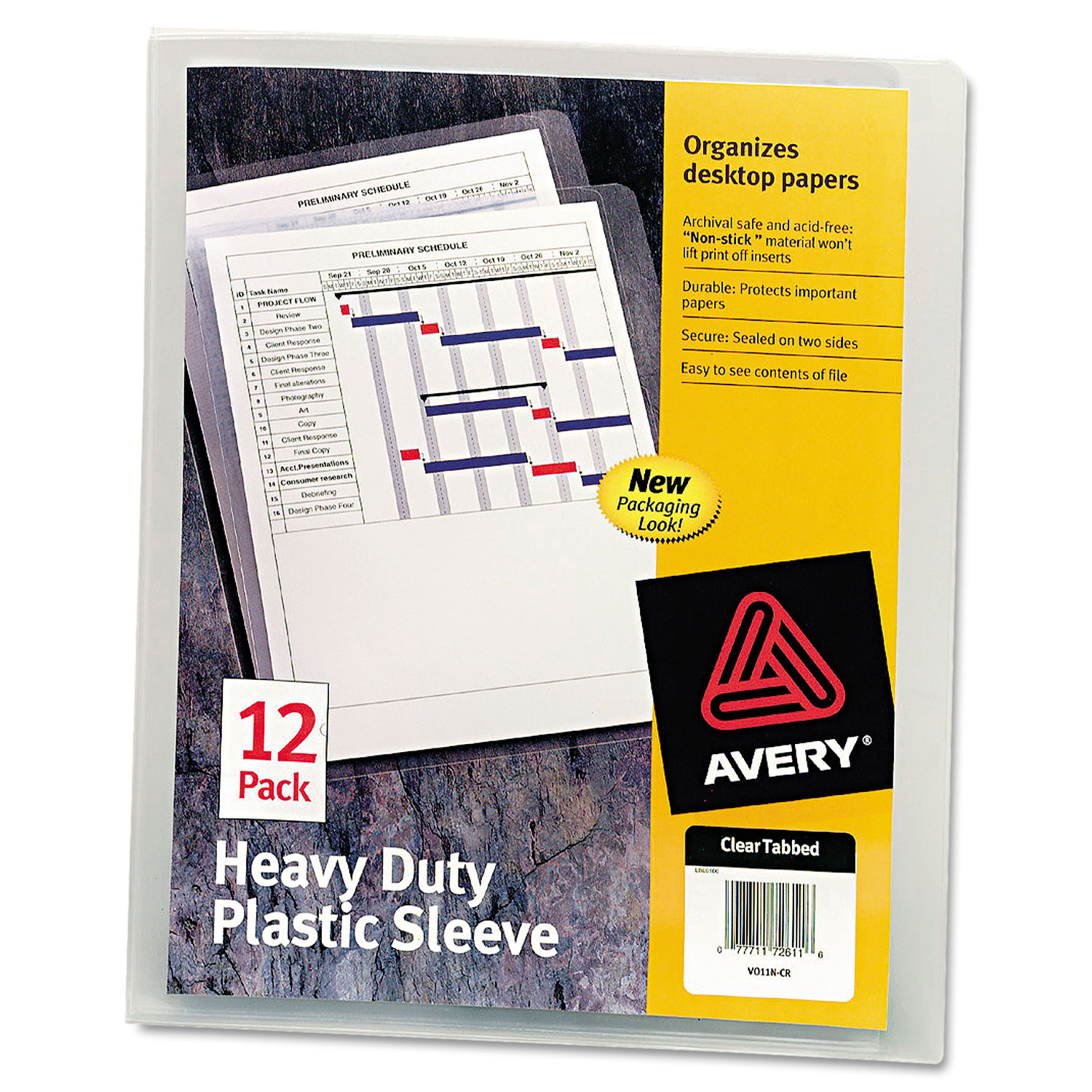 Avery® Heavy-Duty Plastic Sleeves, Letter, Polypropylene, Clear, 12/Pack