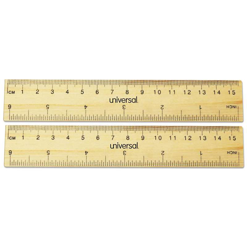 Universal® Flat Wood Ruler, Standard/Metric, 6