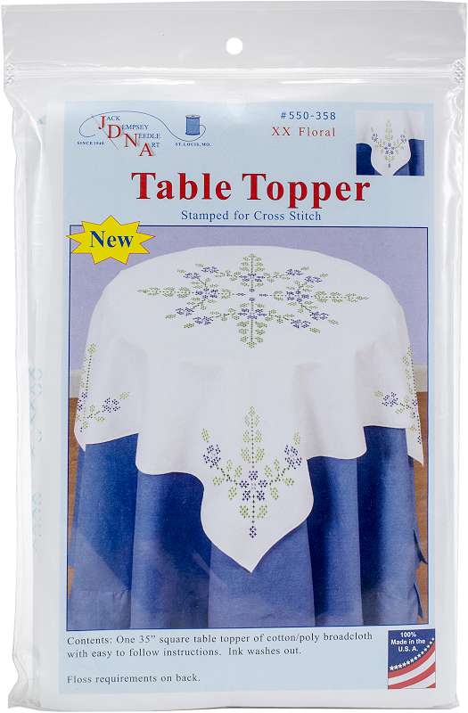 Jack Dempsey Stamped White Perle Edge Table Topper 35