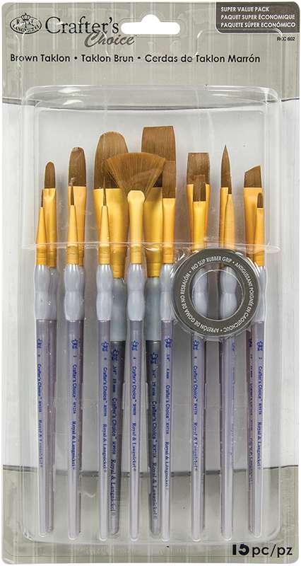 Crafter's Choice Brown Taklon Brush Value Set 15/Pkg
