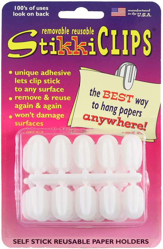 StikkiCLIPS Self-Stick Reusable Paper Holders 30/Pkg White