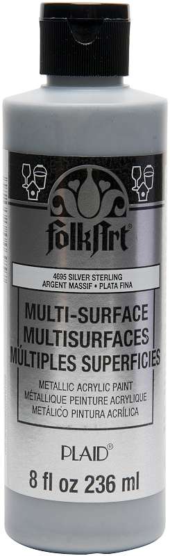 FolkArt Multi-Surface Paint 8oz Silver Sterling