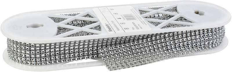 Simplicity Seven Row Rhinestone Band 10yd Faux Silver