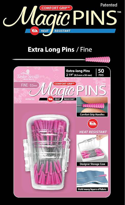 Taylor Seville Magic Pins - Extra Long Fine Pink 50/Pkg