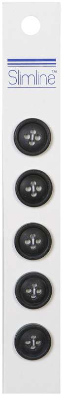 Slimline Buttons  Black 4-Hole 5/8