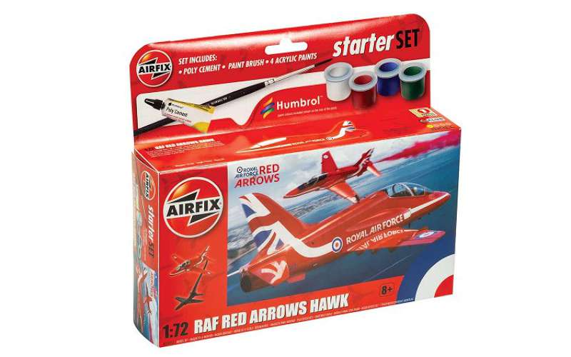 1/72 RAF Red Arrows Hawk Aircraft Small Starter Set w/paint & glue