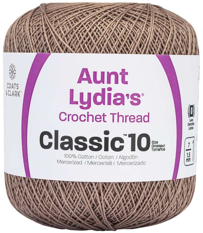 Aunt Lydia's Classic Crochet Thread Size 10 Taupe Clair