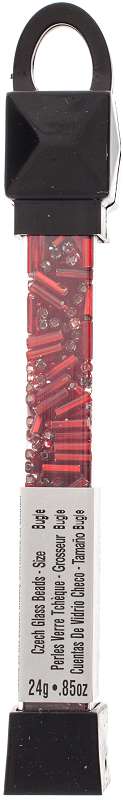 John Bead Czech Bugle Seed Beads 19g Bugle #3 Ruby S/L Mix