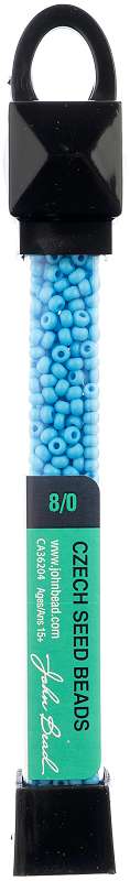 John Bead Czech Seed Beads 24g 8/0 Opaque Light Blue