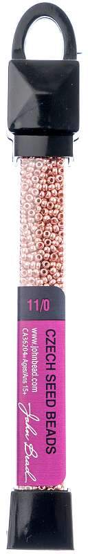 John Bead Czech Seed Beads 24g 11/0 Opaque Pink Metallic Solgel