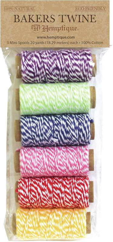 Hemptique Cotton Baker's Twine Mini Spools 2-Ply 6/Pkg Rainbow