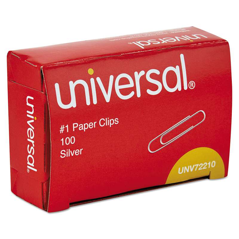 Universal® Paper Clips, Small (No. 1), Silver, 100 Clips/Pack
