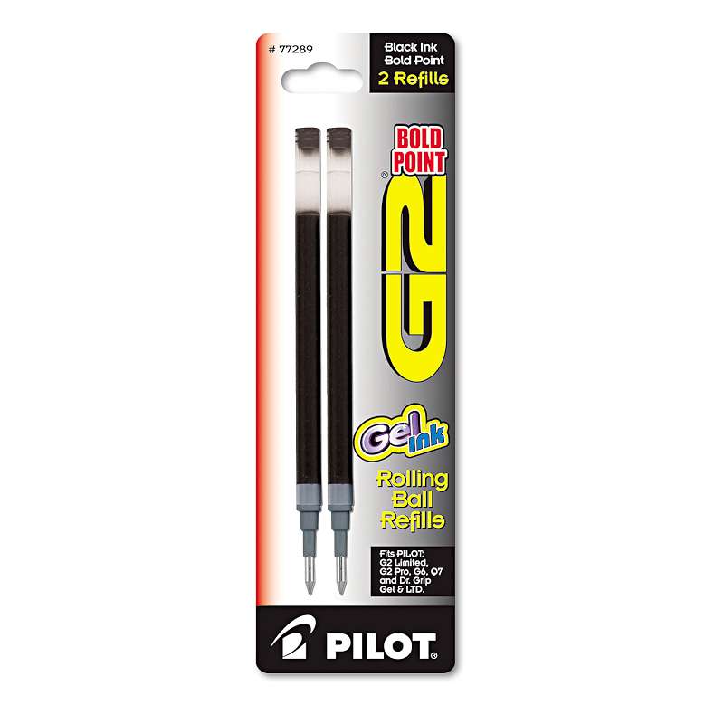Pilot® Refill for Pilot G2 Gel Ink Pens, Bold Conical Tip, Black Ink, 2/Pack