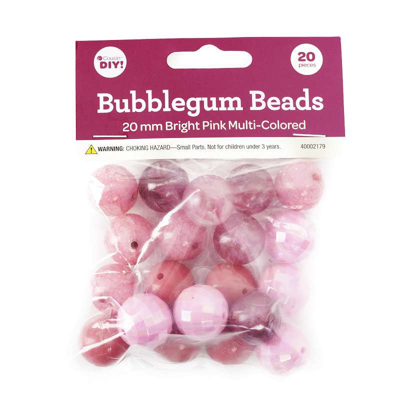 CousinDIY Bubblegum Bead 20mm 20/Pkg-Bright Pink