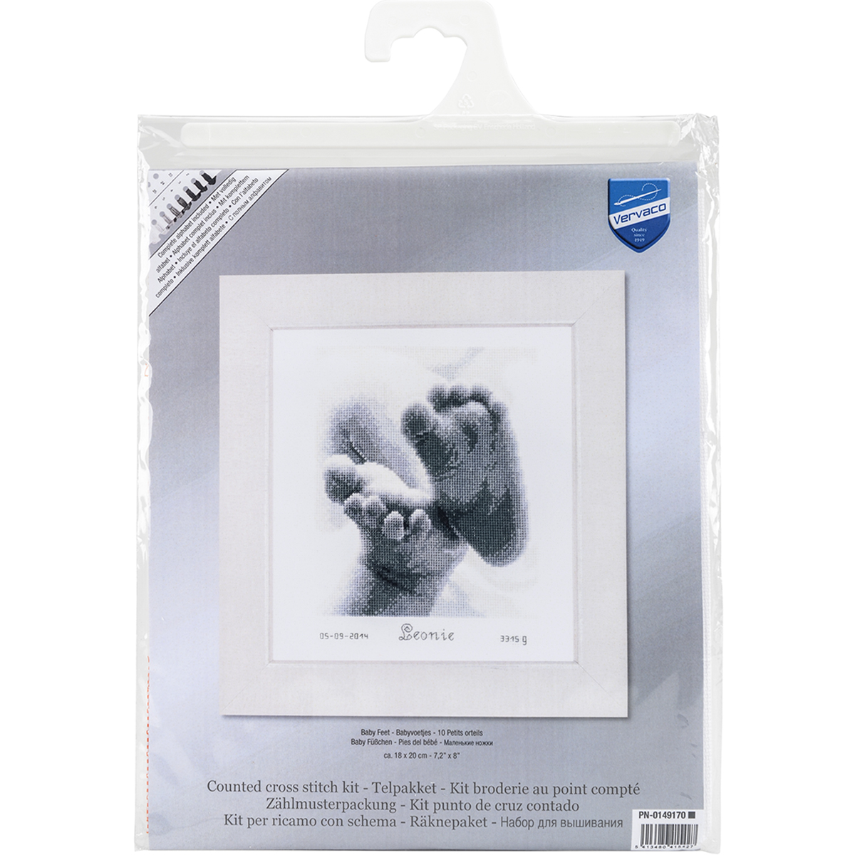 Baby Feet Birth Record On Aida Counted Cross Stitch Kit 7