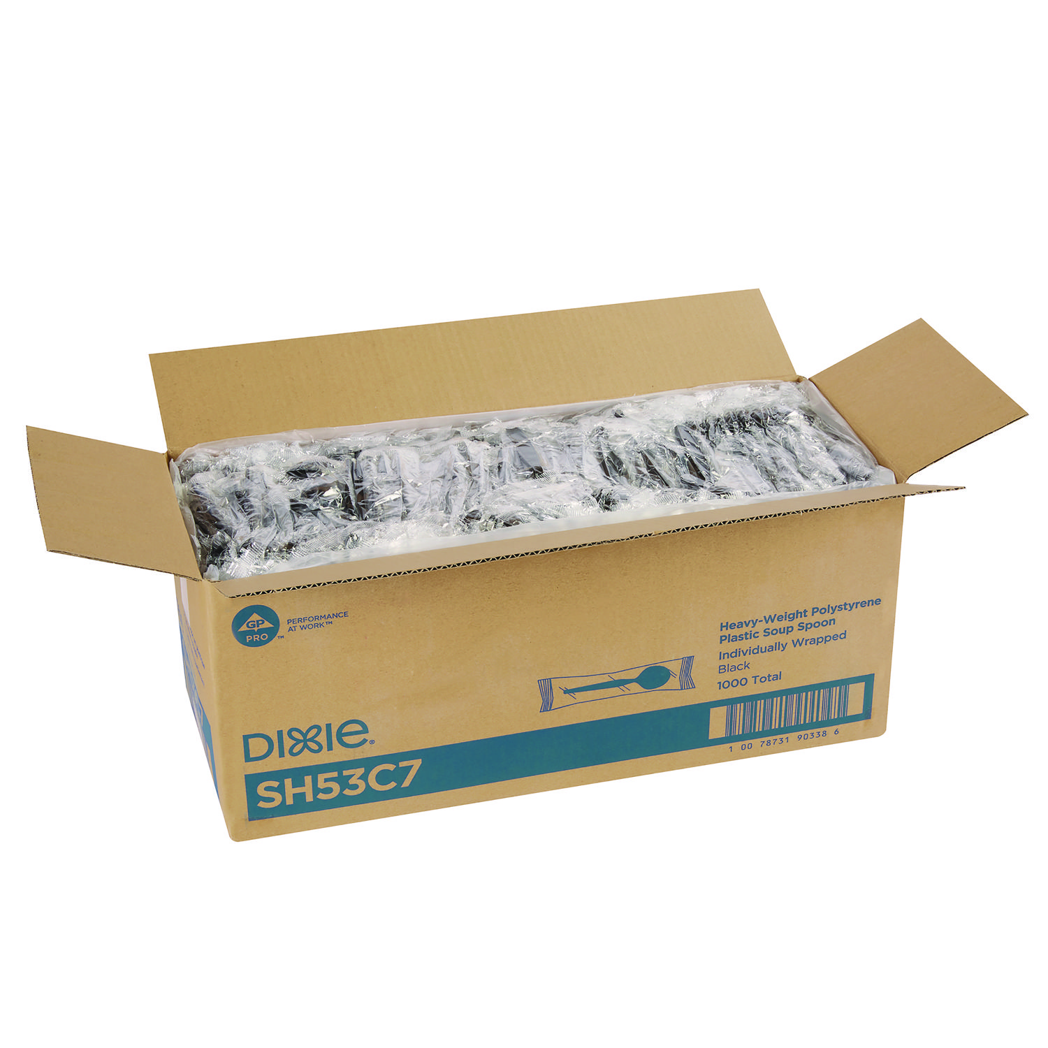 Dixie® Individually Wrapped Spoons, Plastic, Black, 1000/Carton