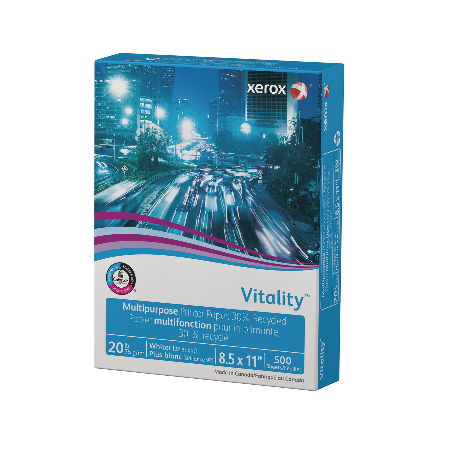 Xerox® Vitality 30% Recycled Multipurpose Printer Paper, 8 1/2 x 11, White, 500