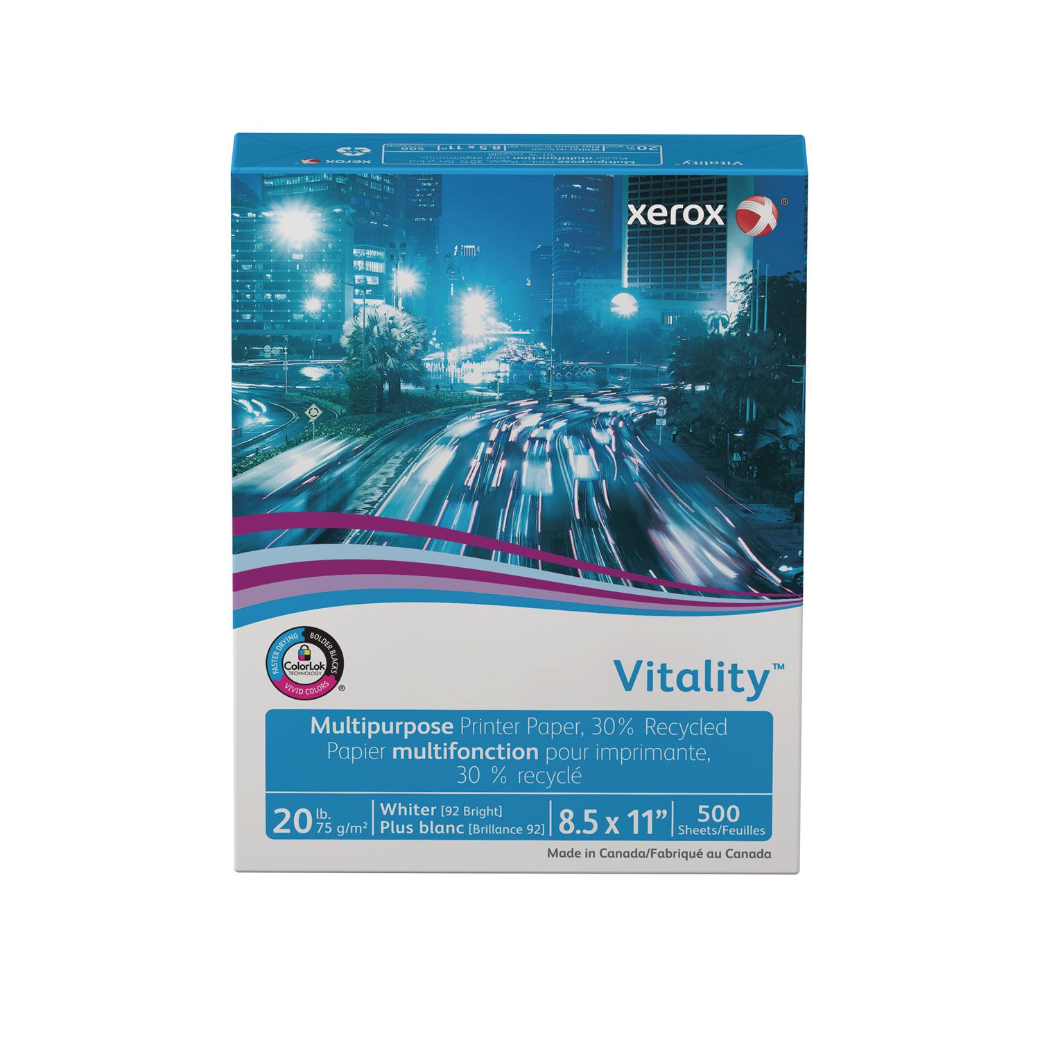 Xerox® Vitality 30% Recycled Multipurpose Printer Paper, 8 1/2 x 11, White, 500