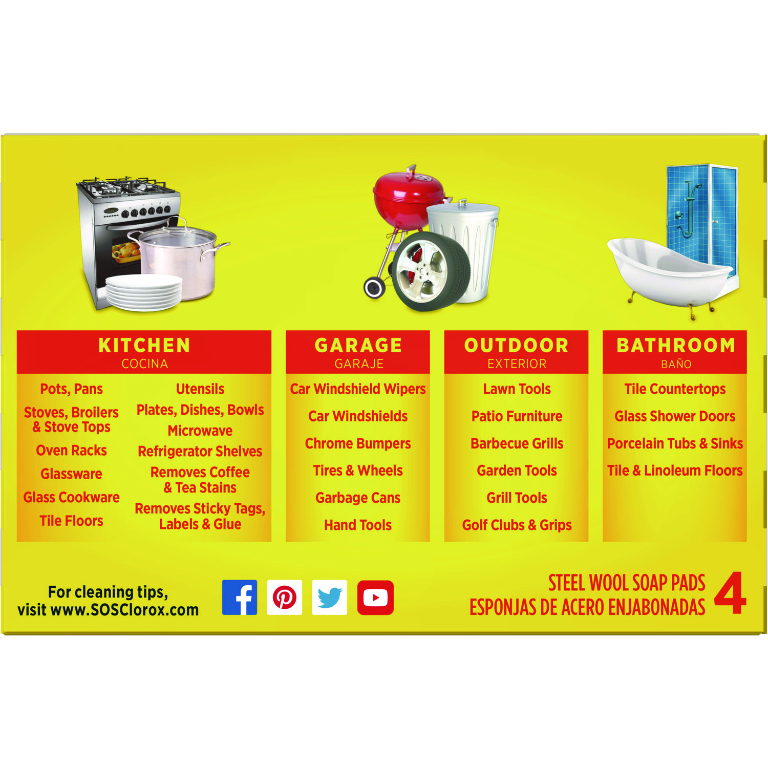 S.O.S.® Steel Wool Soap Pad, 4/Box, 24 Boxes/Carton