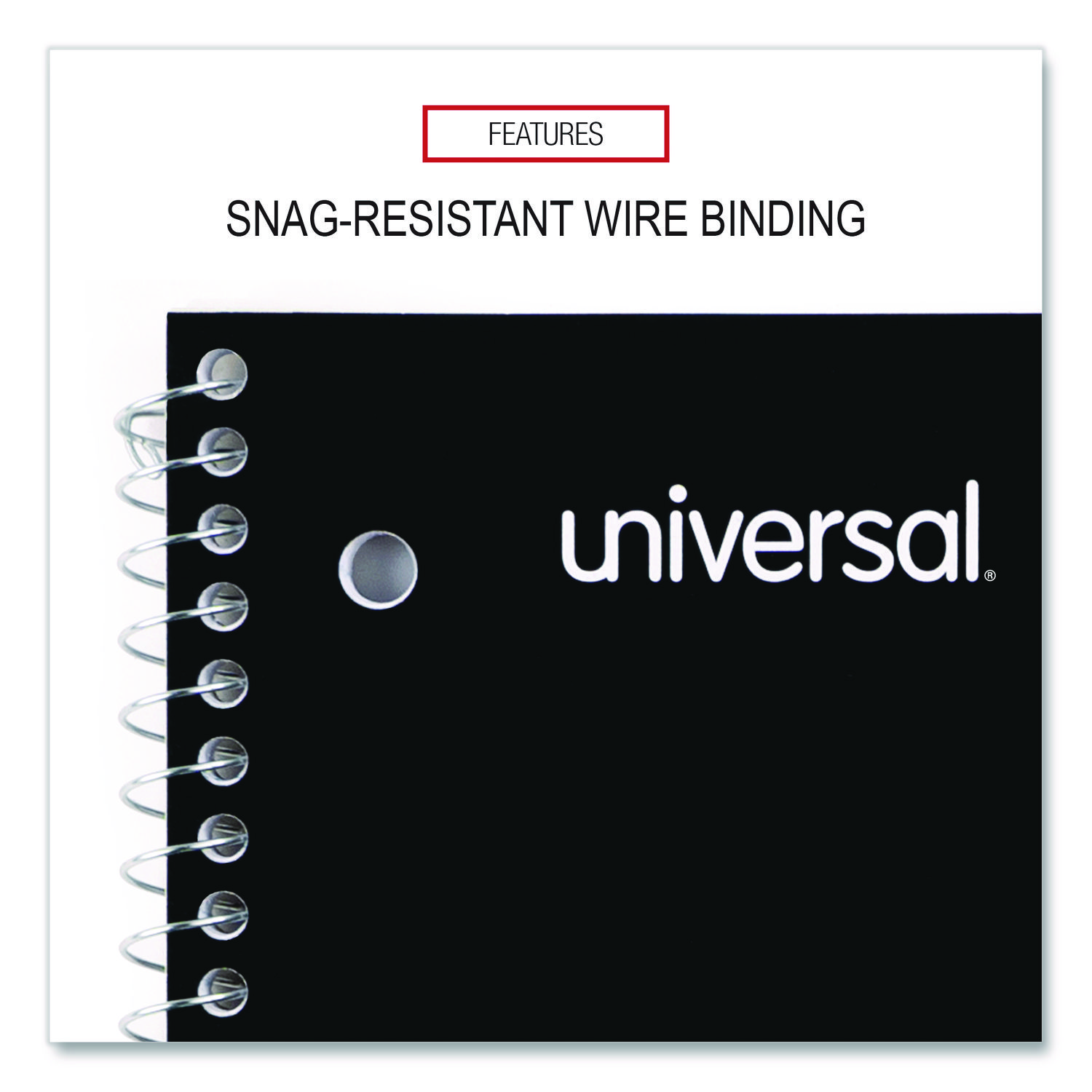 Universal® 1 Sub. Wirebound Notebook, 11 x 8 1/2, College Rule, 100 Sheets, Blac