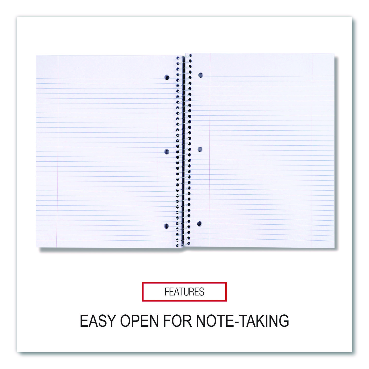 Universal® 1 Sub. Wirebound Notebook, 11 x 8 1/2, College Rule, 100 Sheets, Blac