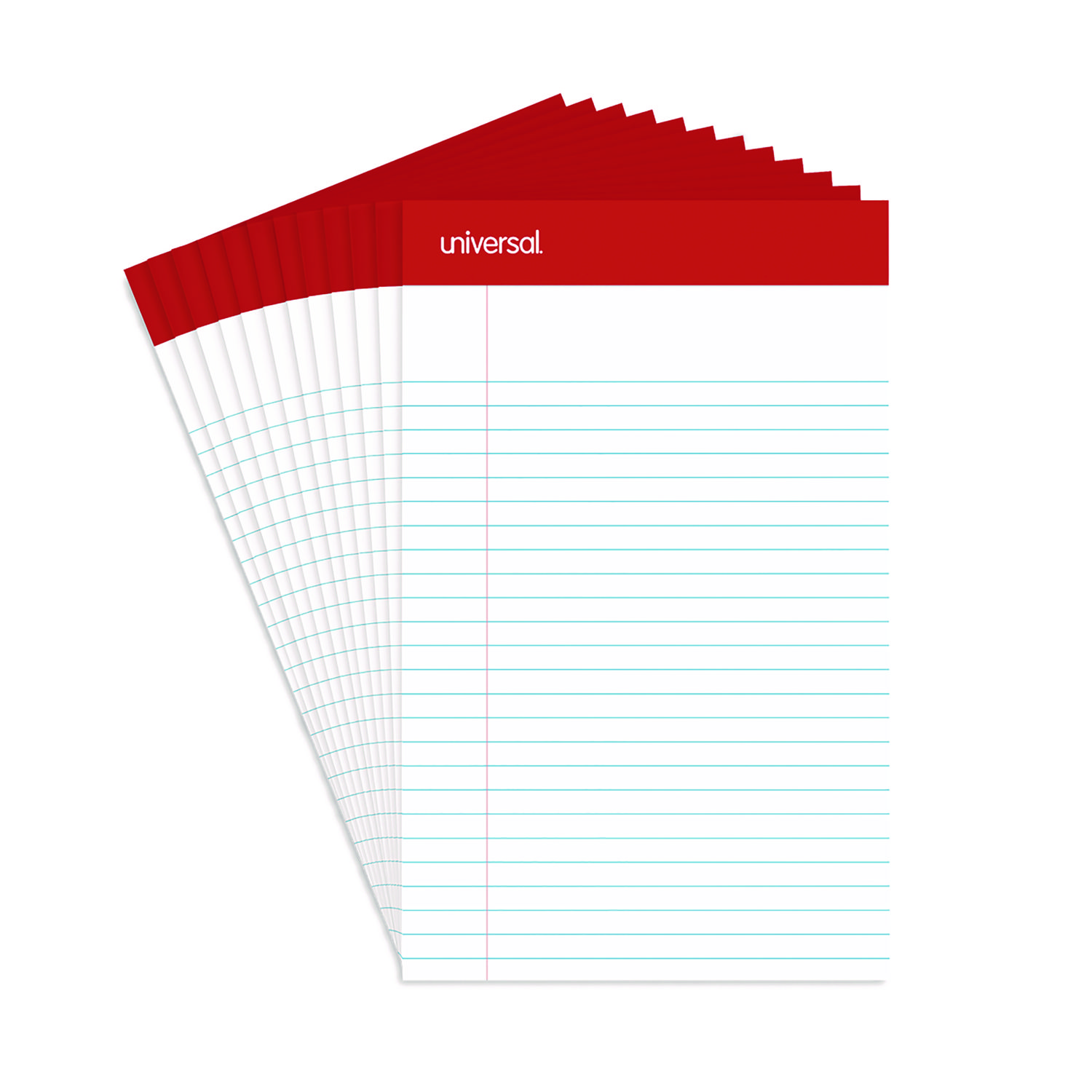Universal® Perforated Edge Writing Pad, Narrow Rule, 5 x 8, White, 50 Sheet, Doz