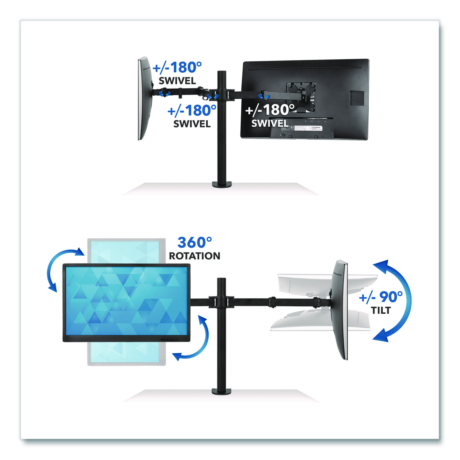 Full Motion Dual Monitor Desktop Mount, For 17