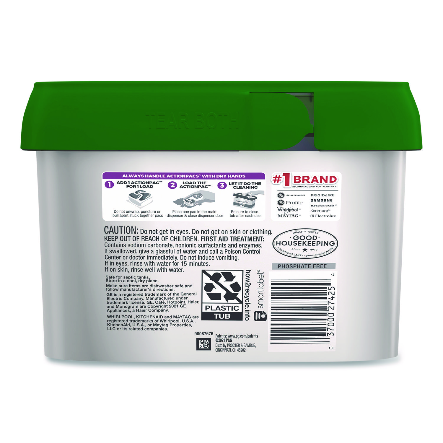 Action Pacs+Oxi, Fresh Scent, 26.7 oz Tub, 48/Pack