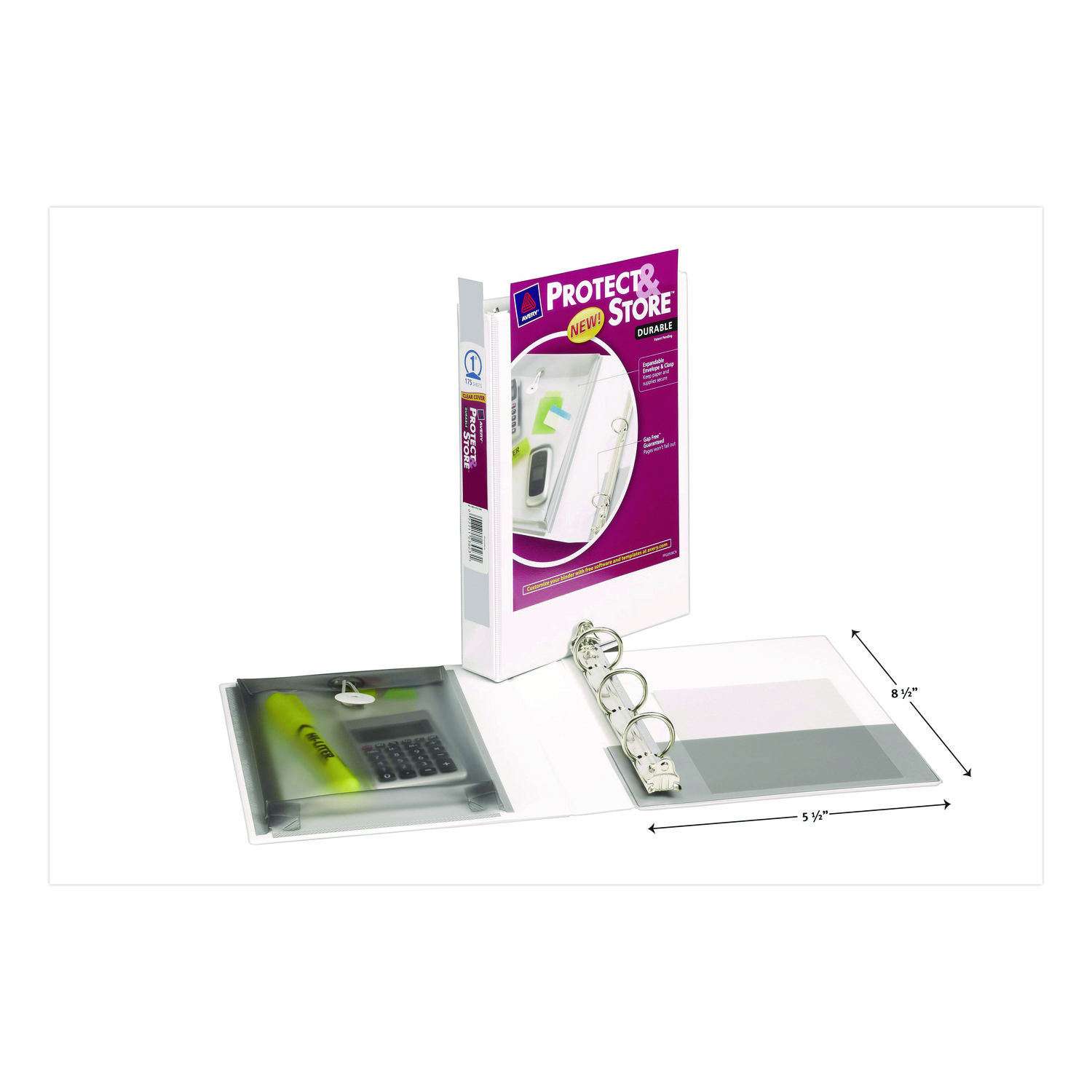 Avery® Mini Protect & Store View Binder w/Round Rings, 8 1/2 x 5 1/2, 1