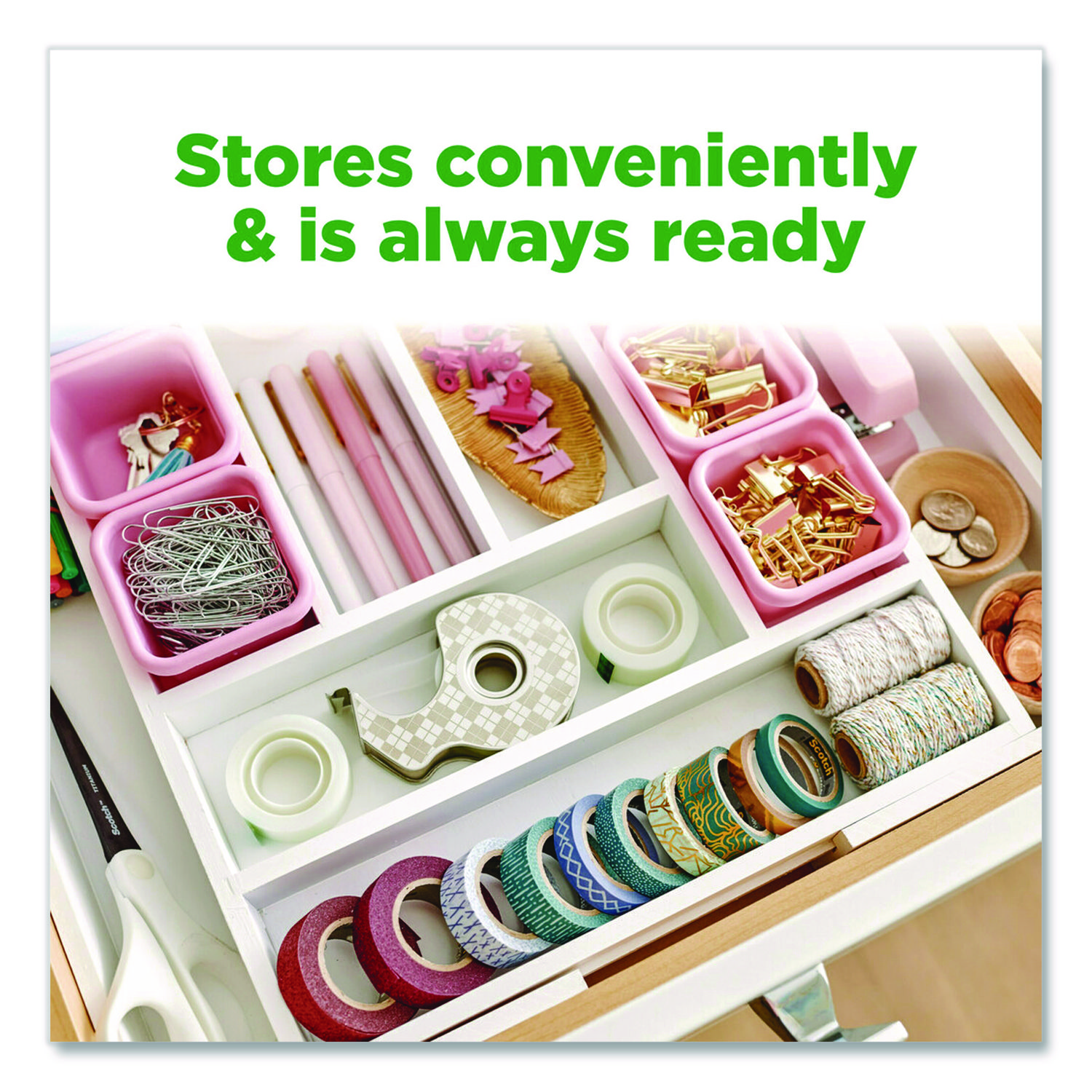 Stainless Steel Refillable Tape Dispenser with 2 Rolls 0.75