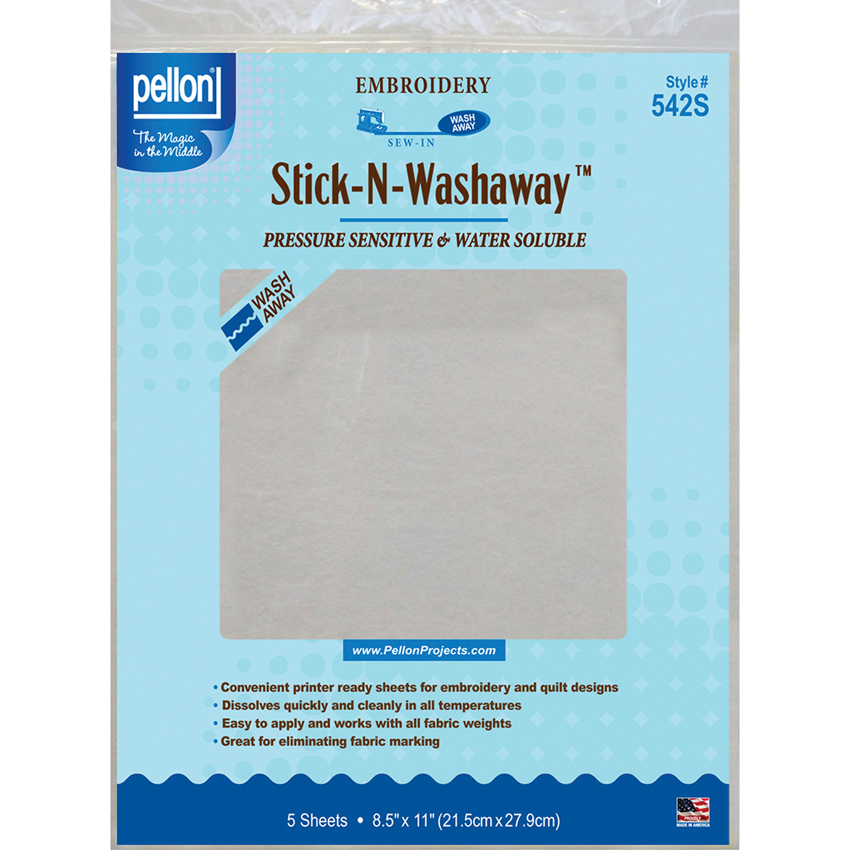 Stick-N-Washaway Embroidery Stabilizer White 8.5