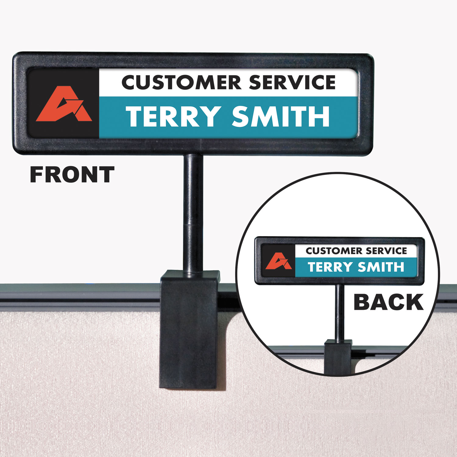 People Pointer People Pointer Cubicle Sign, Plastic, 9 x 2 1/2, Black
