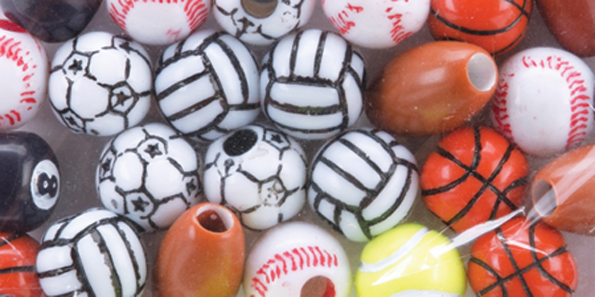 Fun Pack Acrylic Sports Beads 1oz Assorted Balls