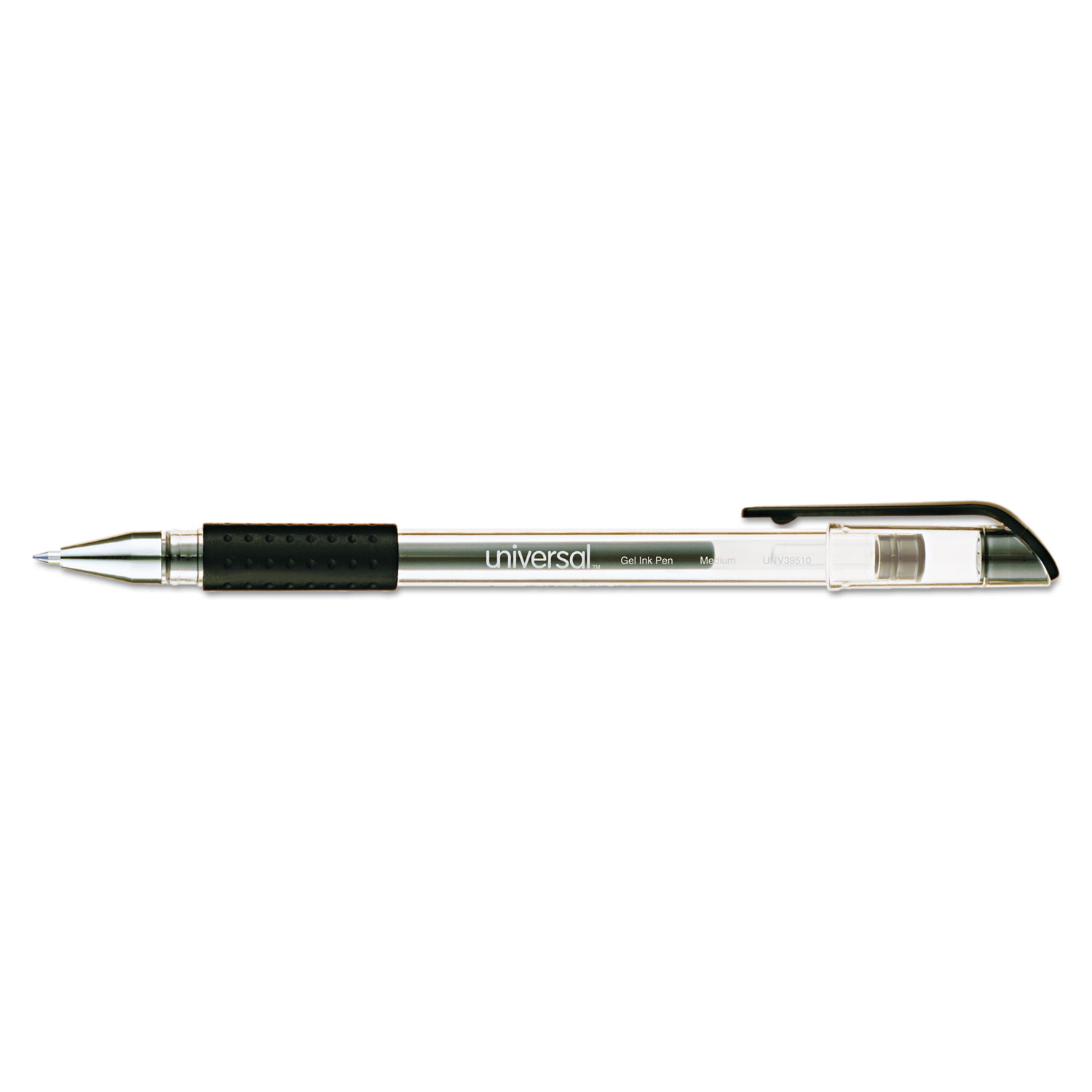 Universal® Roller Ball Stick Gel Pen, Black Ink, Medium, Dozen
