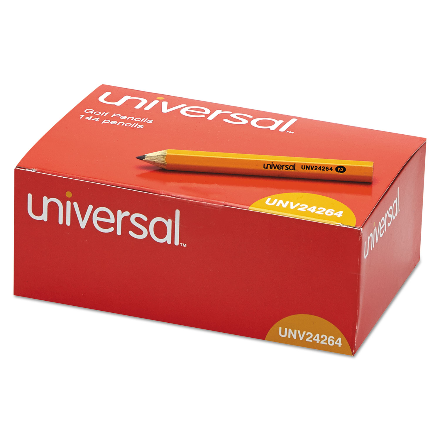 Universal® Golf & Pew Pencil, HB, Yellow Barrel, 144/Box