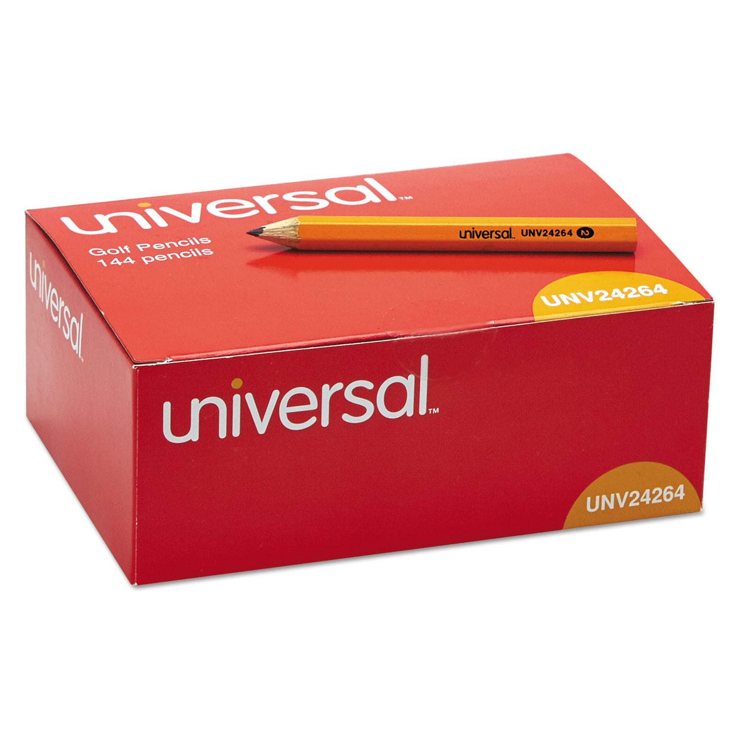 Universal® Golf & Pew Pencil, HB, Yellow Barrel, 144/Box