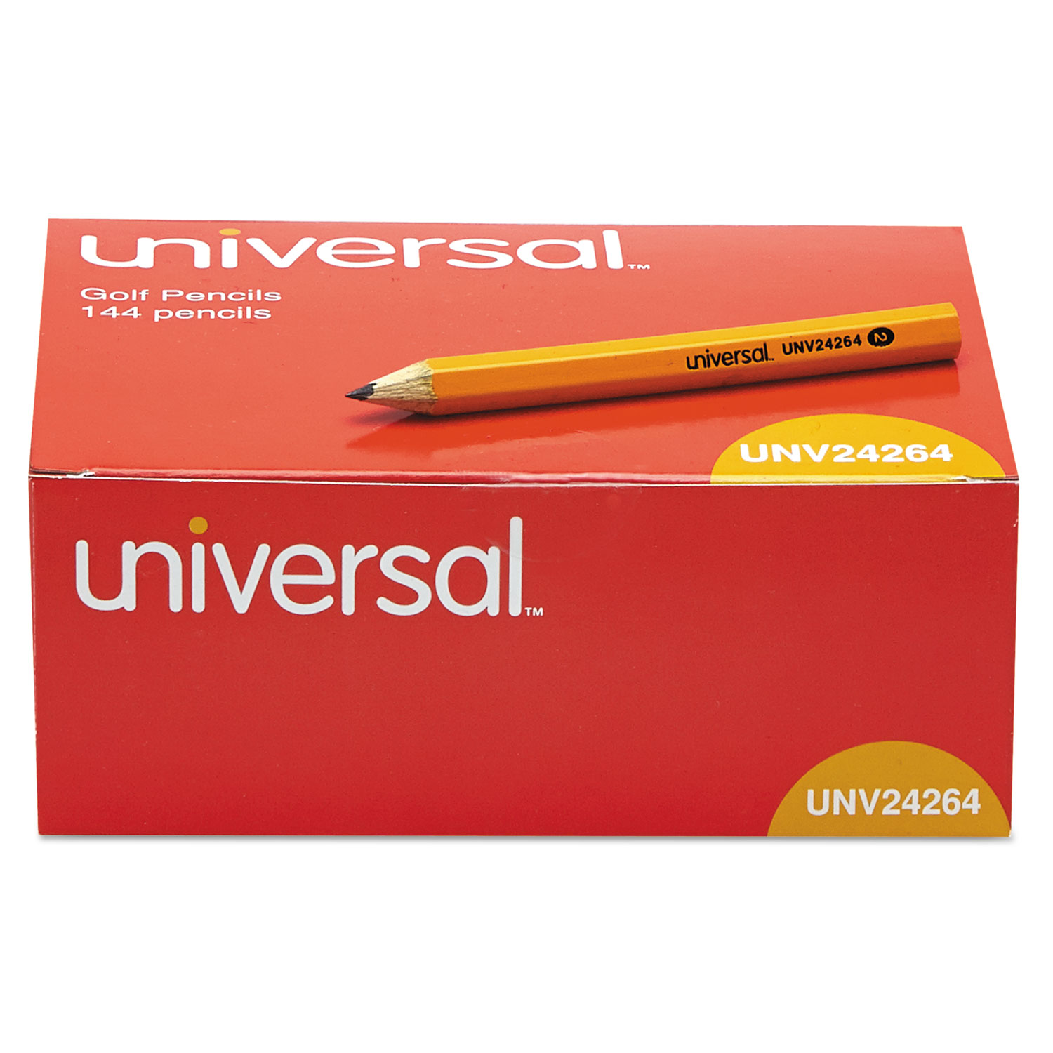Universal® Golf & Pew Pencil, HB, Yellow Barrel, 144/Box